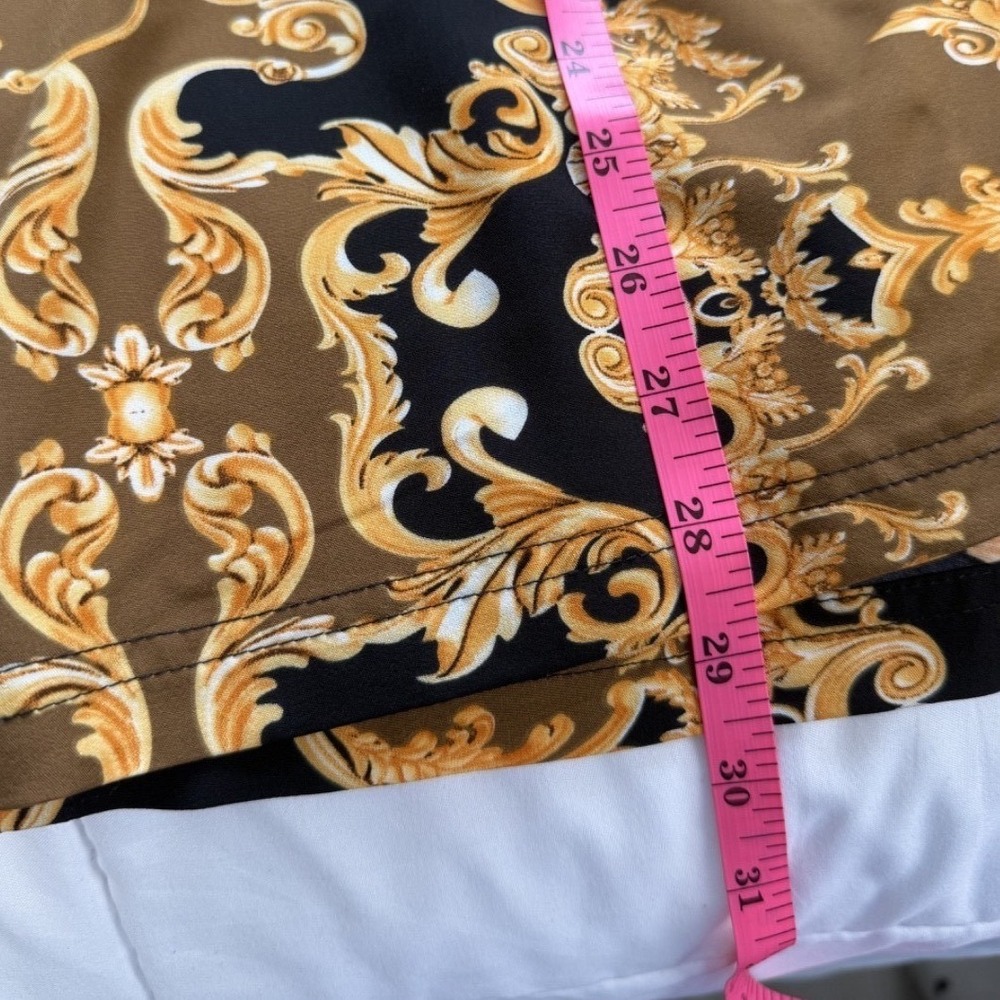 Baroque Gold Shirt Men's M Famous Italian Designer Style Short Sleeve 80's Mob - Picture 5 of 7